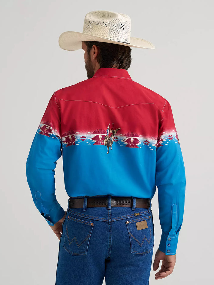 Wrangler Men's Checotah LS Western Snap Printed Shirt