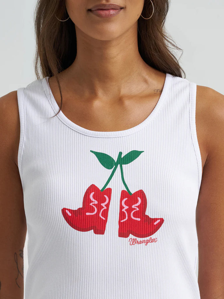 Wrangler Women's Cherry Boots Slim Crop Tank