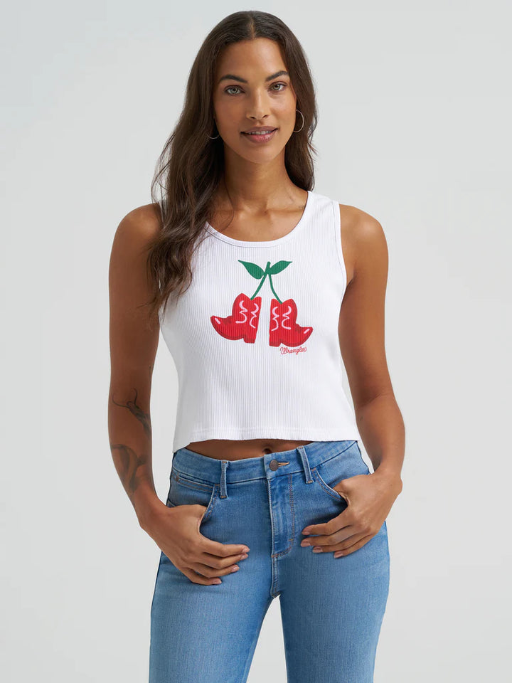 Wrangler Women's Cherry Boots Slim Crop Tank
