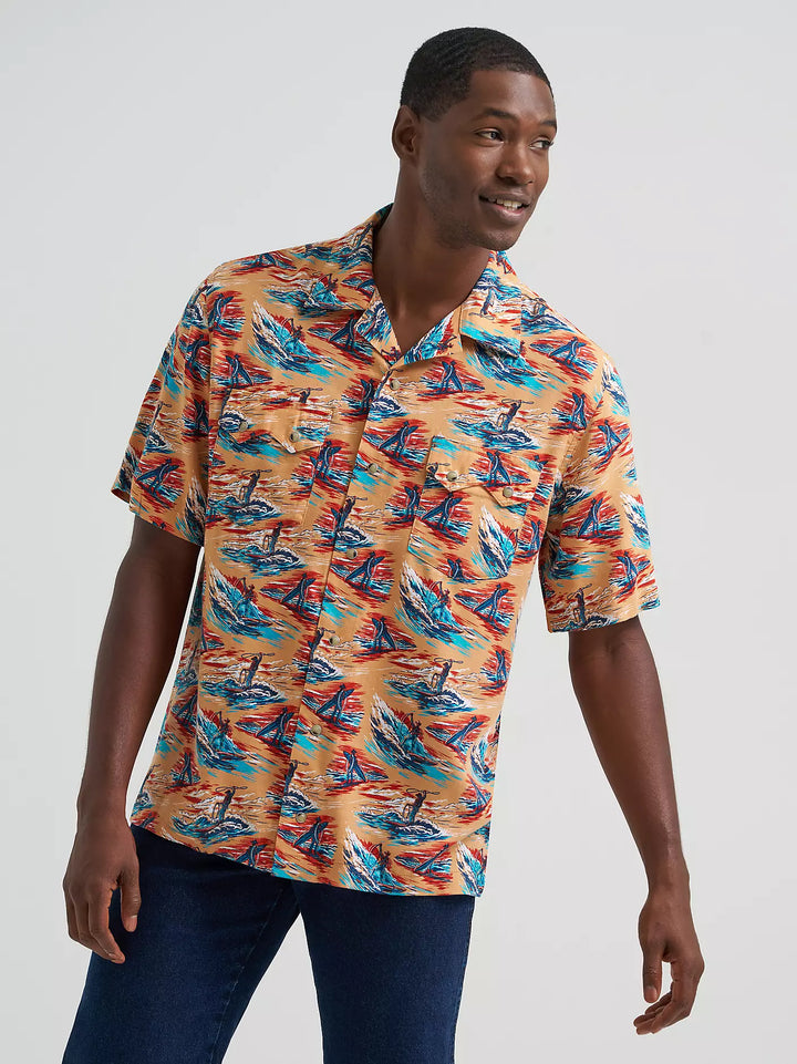 Wrangler Men's Coconut Cowboy Camp SS Shirt