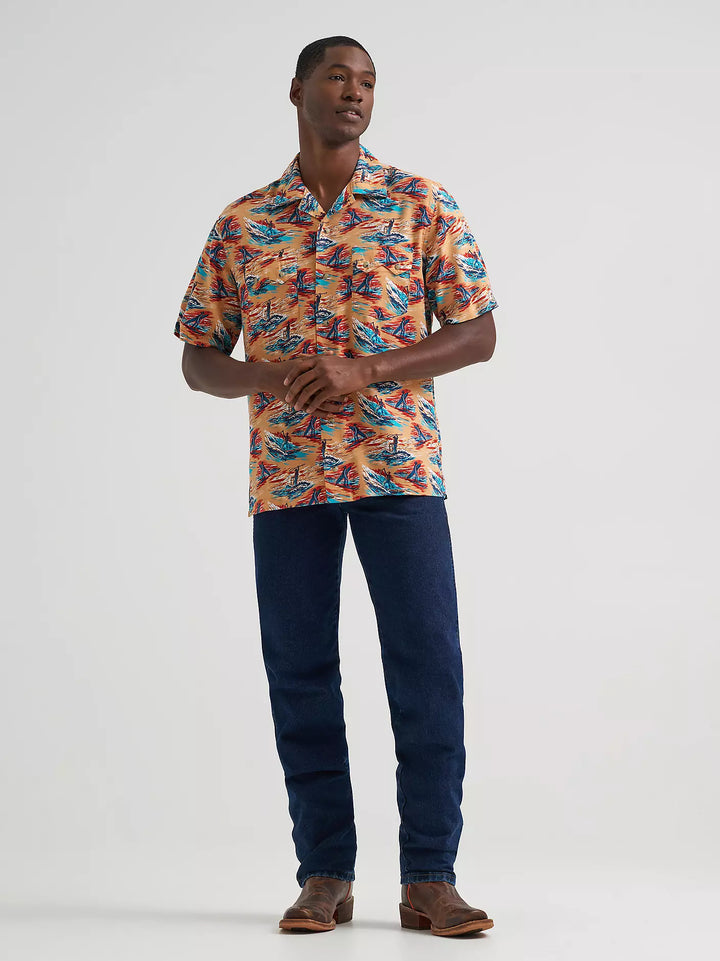 Wrangler Men's Coconut Cowboy Camp SS Shirt