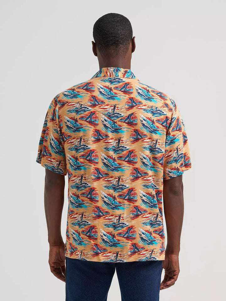 Wrangler Men's Coconut Cowboy Camp SS Shirt