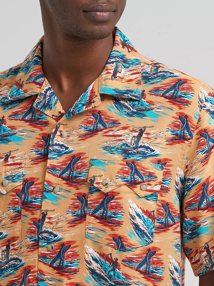 Wrangler Men's Coconut Cowboy Camp SS Shirt