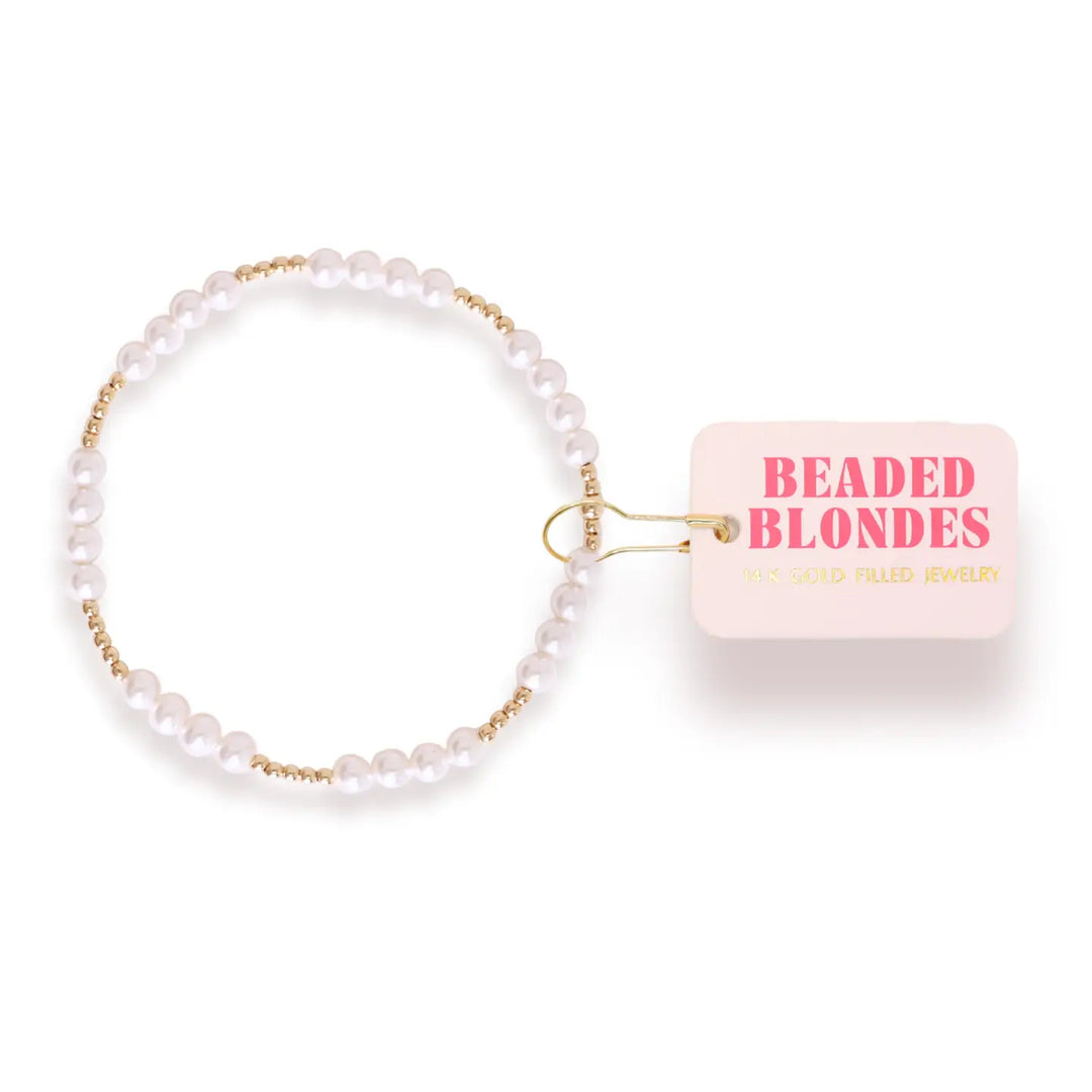 Beaded Blondes Scottie Bracelet - Gold w/ Pearl