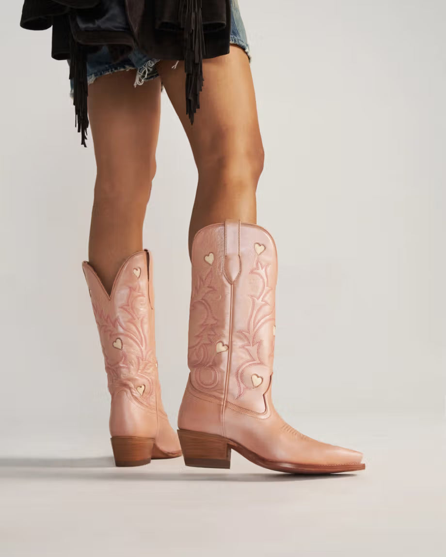 Tecovas Annie Heart Boot - Rose Gold Goat