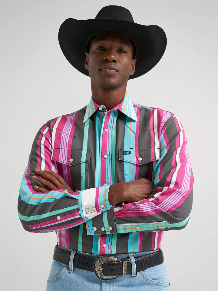 Wrangler Men's Vintage Inspired Brushpopper Snap Shirt - Desert Dusk