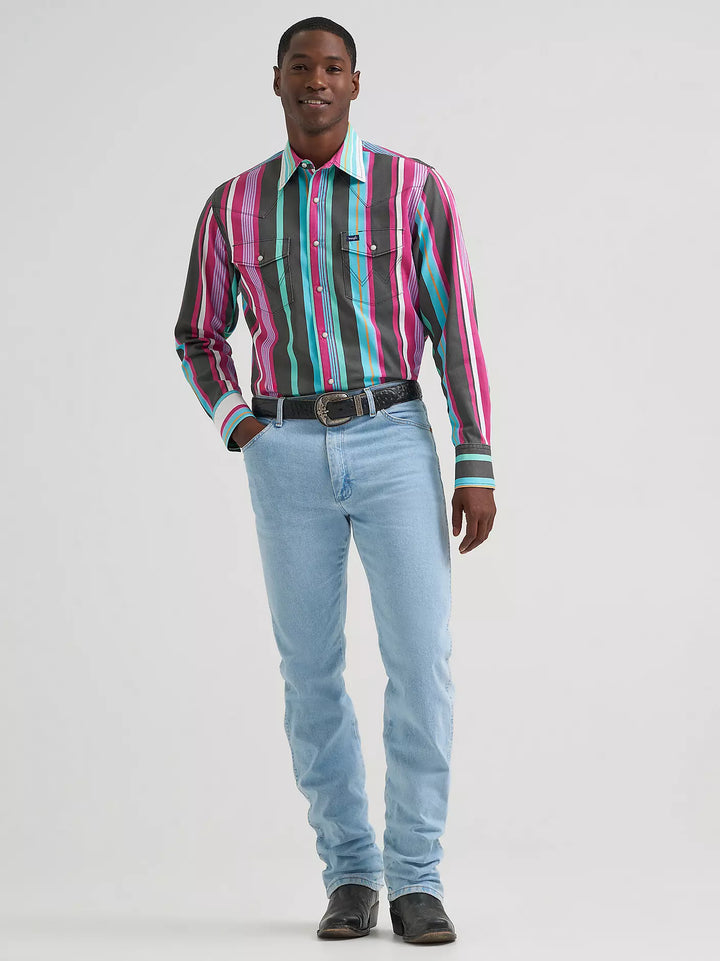 Wrangler Men's Vintage Inspired Brushpopper Snap Shirt - Desert Dusk