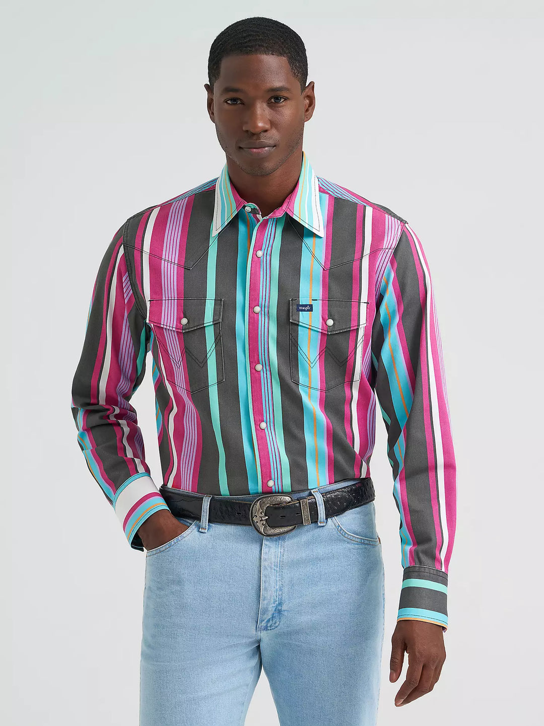 Wrangler Men's Vintage Inspired Brushpopper Snap Shirt - Desert Dusk