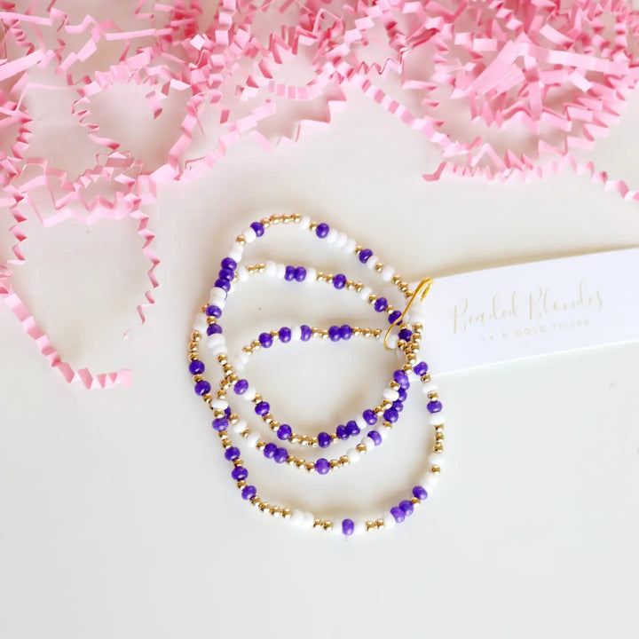 Beaded Blondes Purple & White Sprinkle Bracelet