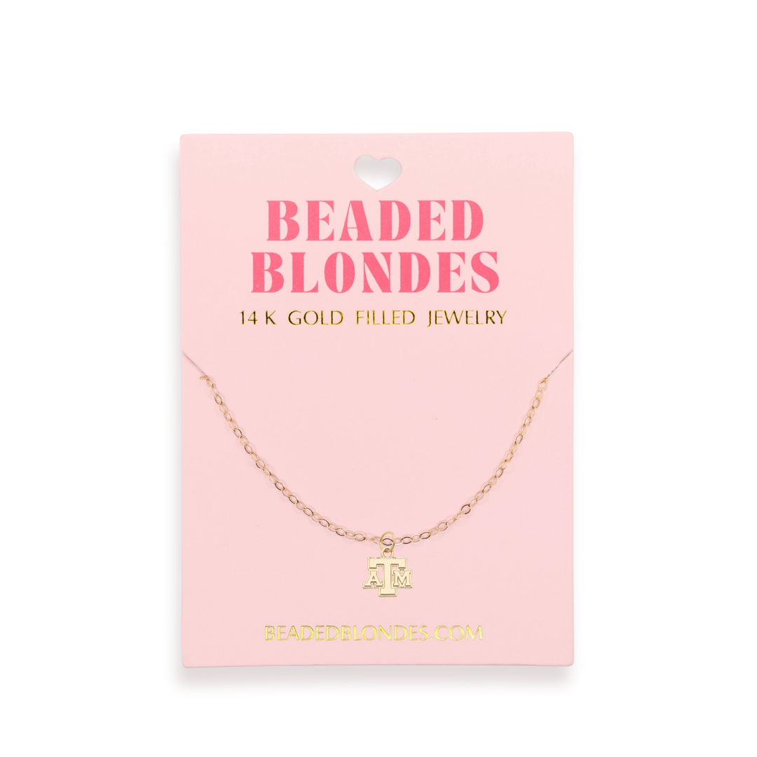 Beaded Blondes Texas A&M Charm Necklace