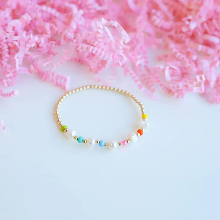 Beaded Blonde Beach Rainbow Bracelet