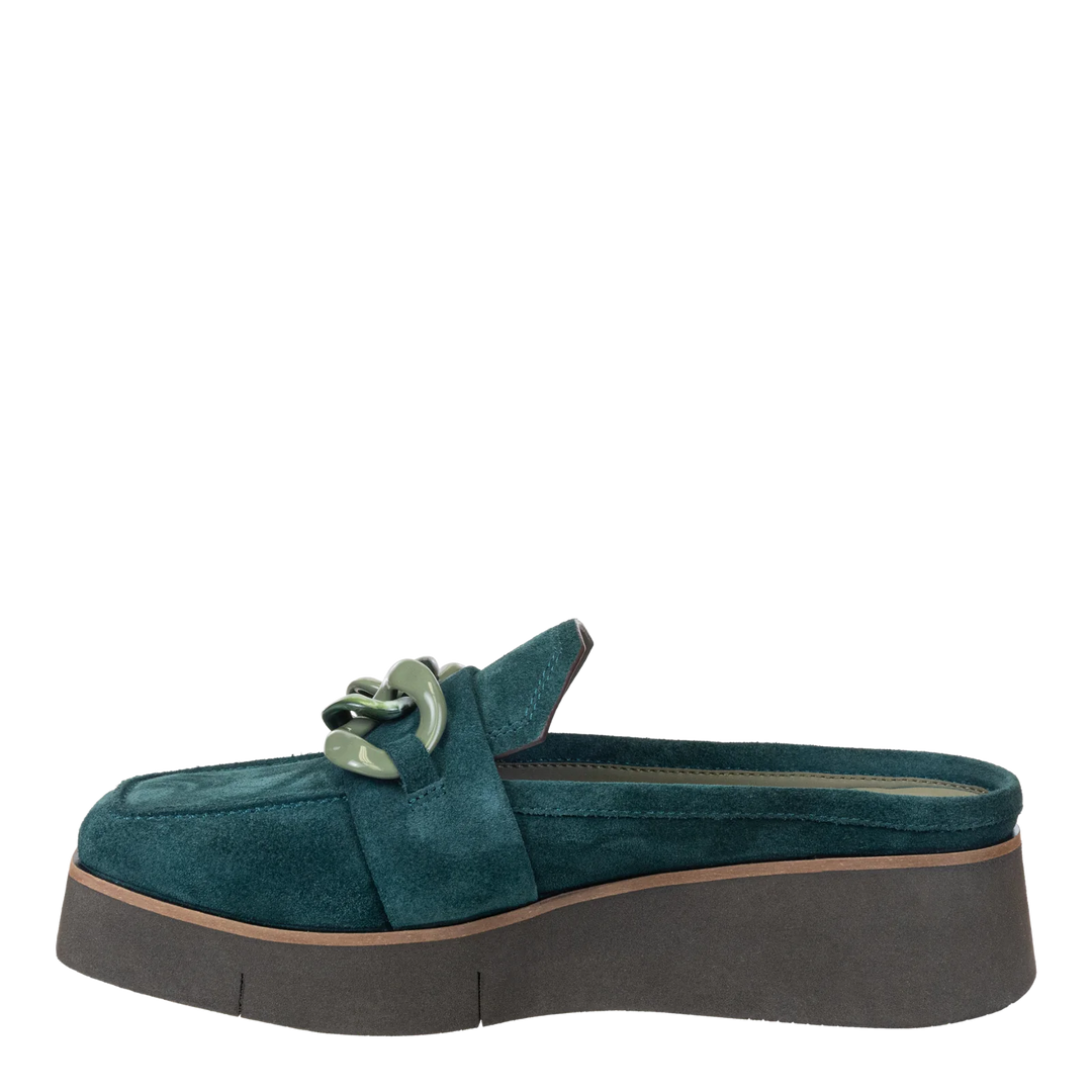 Naked Feet Elect Platform Mules - Emerald