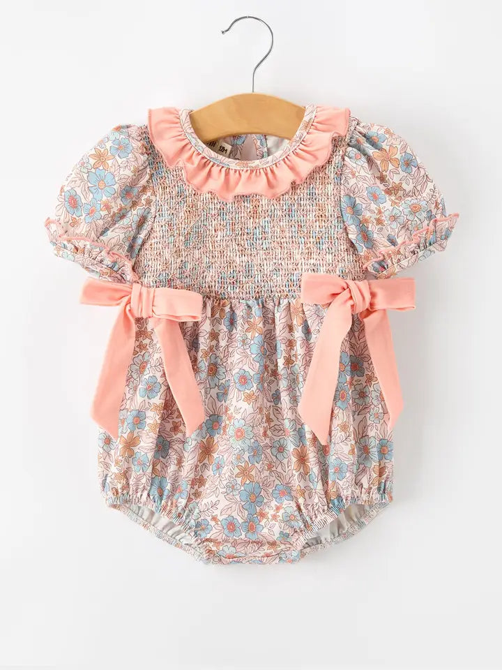 BR Rylee Faith Fall Floral Smocked Romper