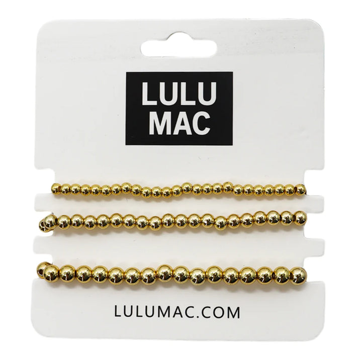 Lulu Mac Gold Beaded Bracelets - Set of 3