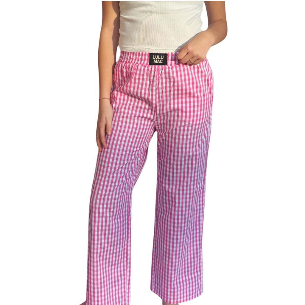 Lulu Mac Gingham Pants - Pink