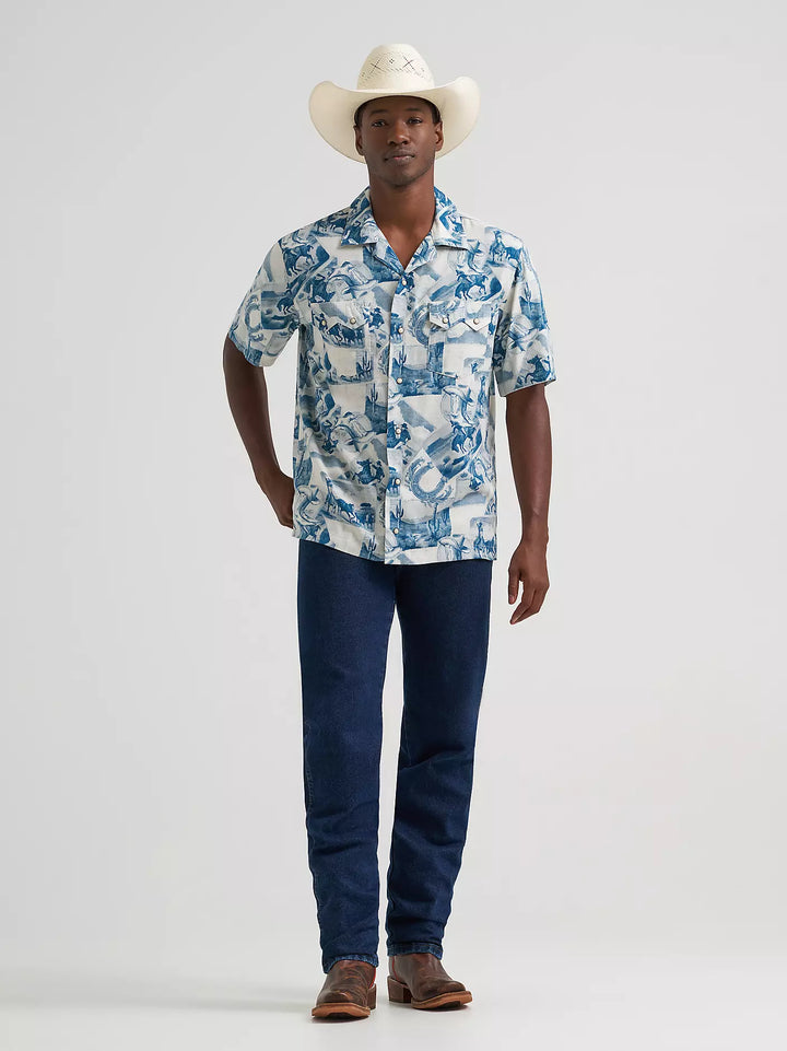 Wrangler Men's Coconut Cowboy Camp SS Shirt
