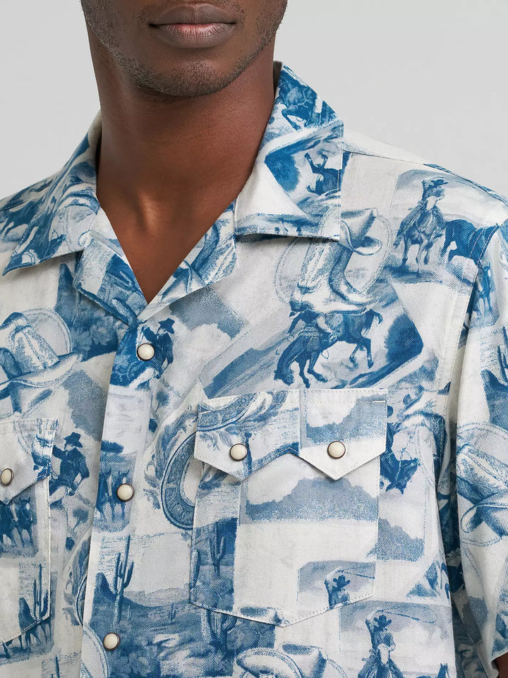 Wrangler Men's Coconut Cowboy Camp SS Shirt