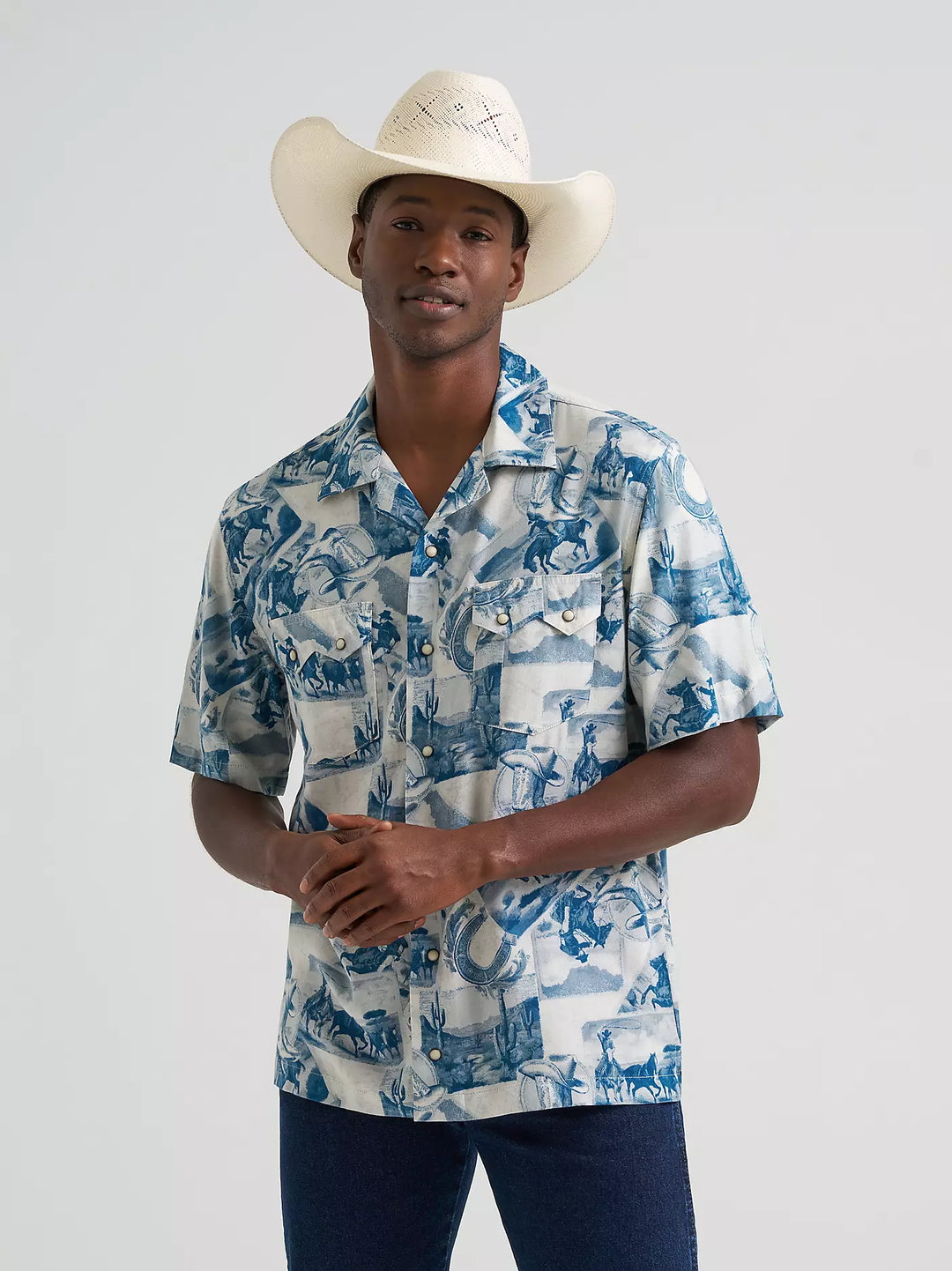 Wrangler Men's Coconut Cowboy Camp SS Shirt