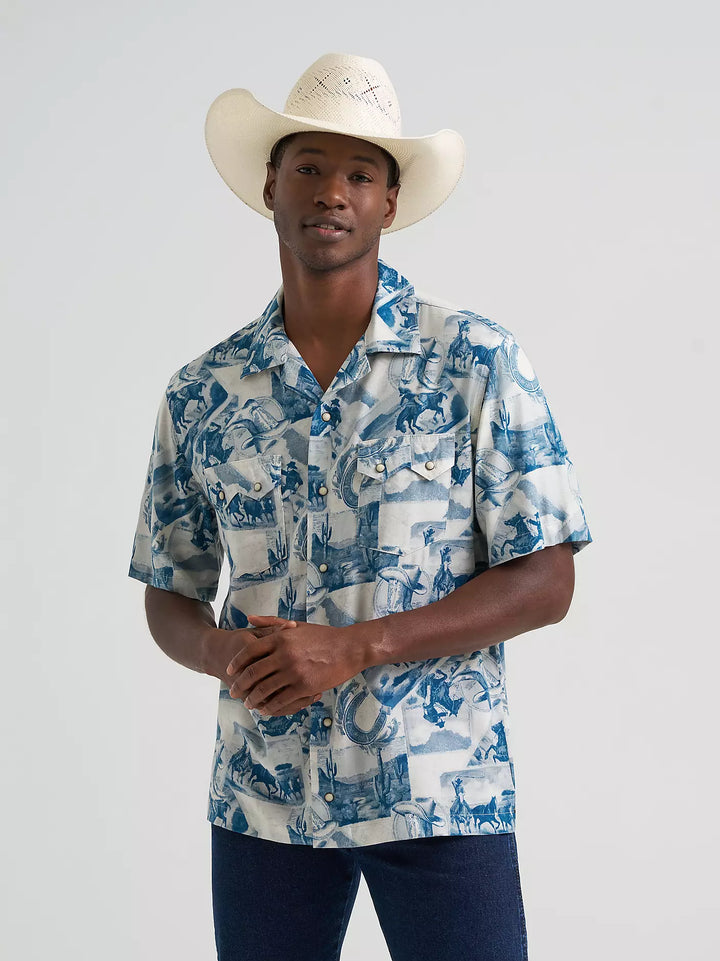 Wrangler Men's Coconut Cowboy Camp SS Shirt