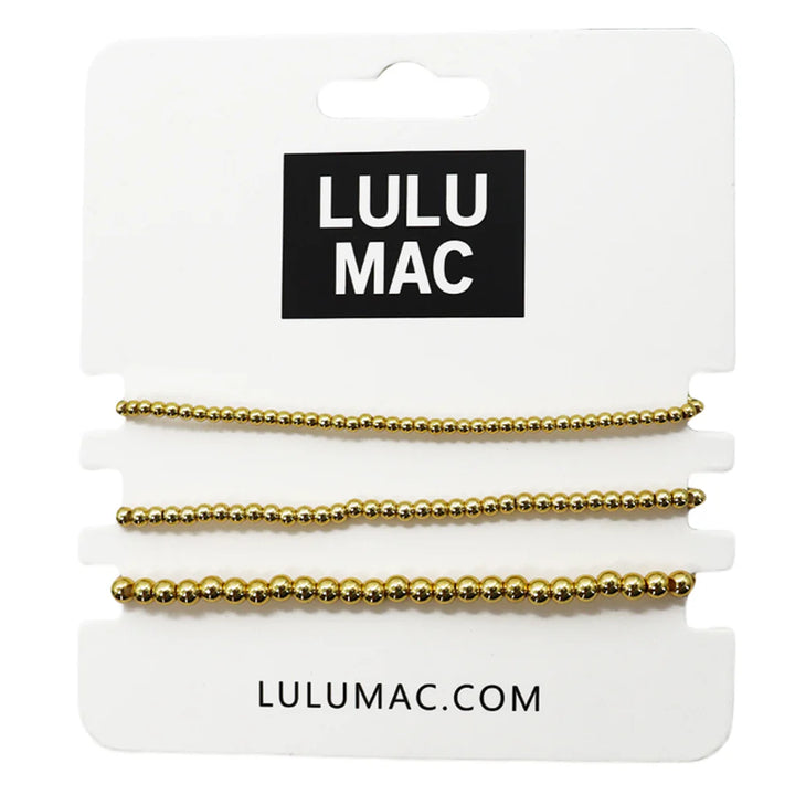 Lulu Mac Gold Beaded Bracelets - Set of 3