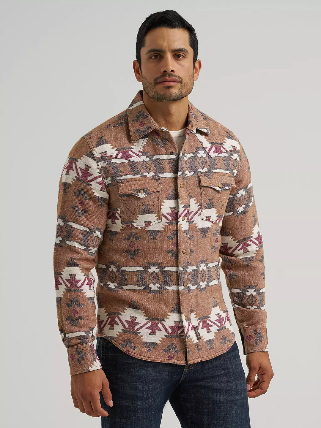 Wrangler Men's Retro Premium Western Snap Jacquard Shirt