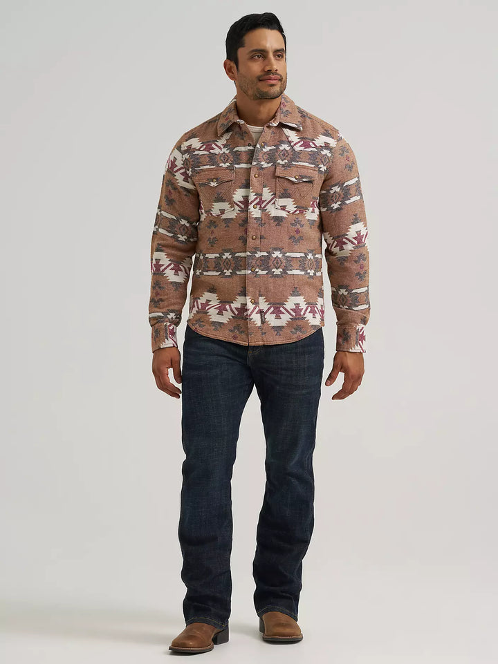 Wrangler Men's Retro Premium Western Snap Jacquard Shirt