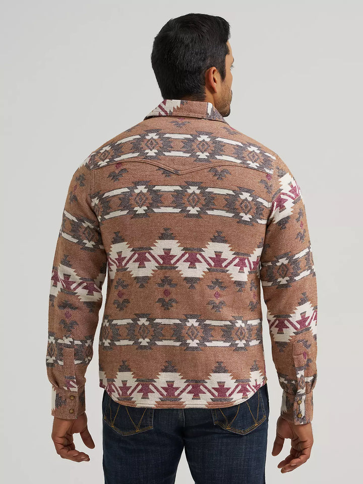 Wrangler Men's Retro Premium Western Snap Jacquard Shirt