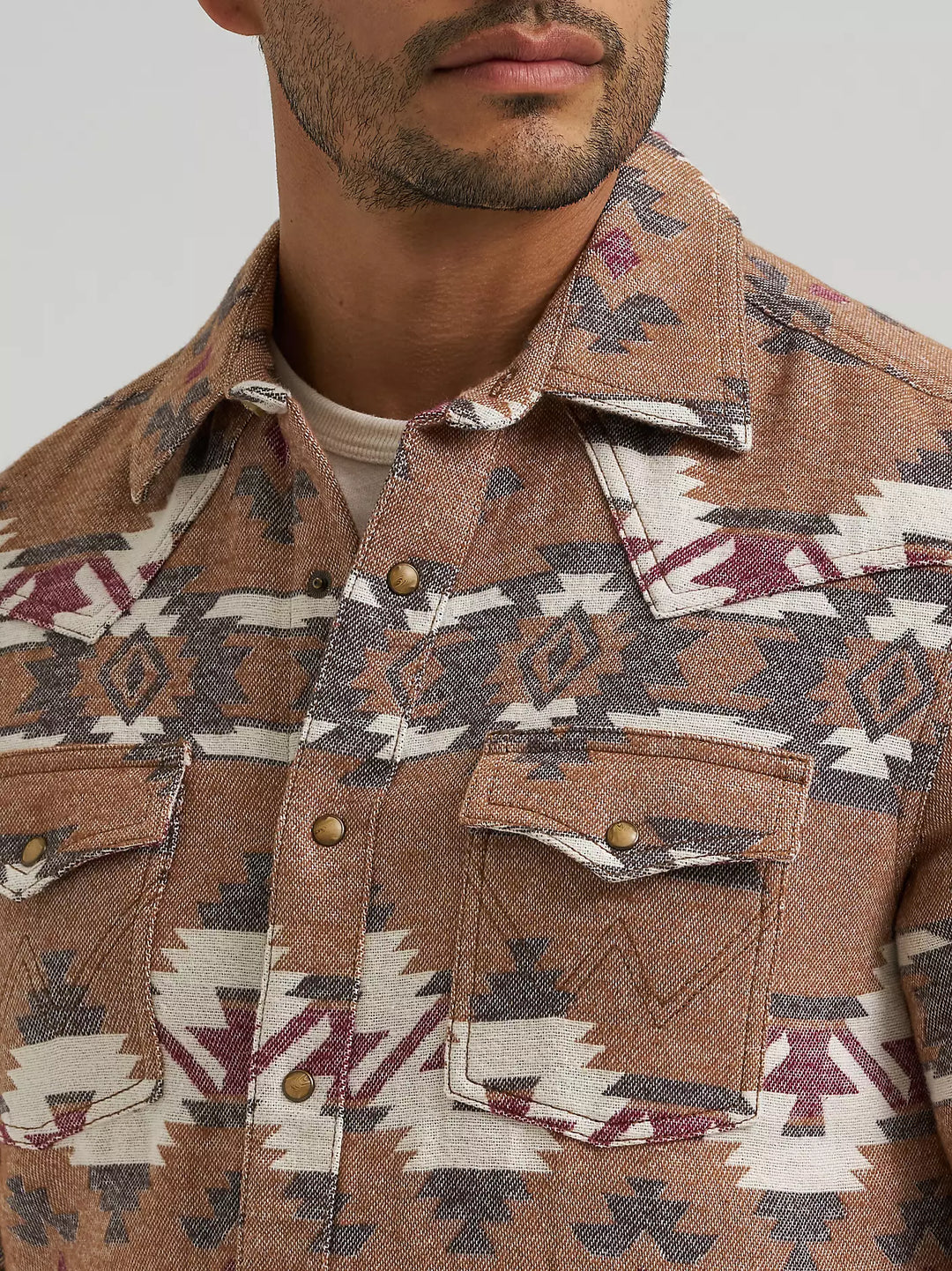 Wrangler Men's Retro Premium Western Snap Jacquard Shirt