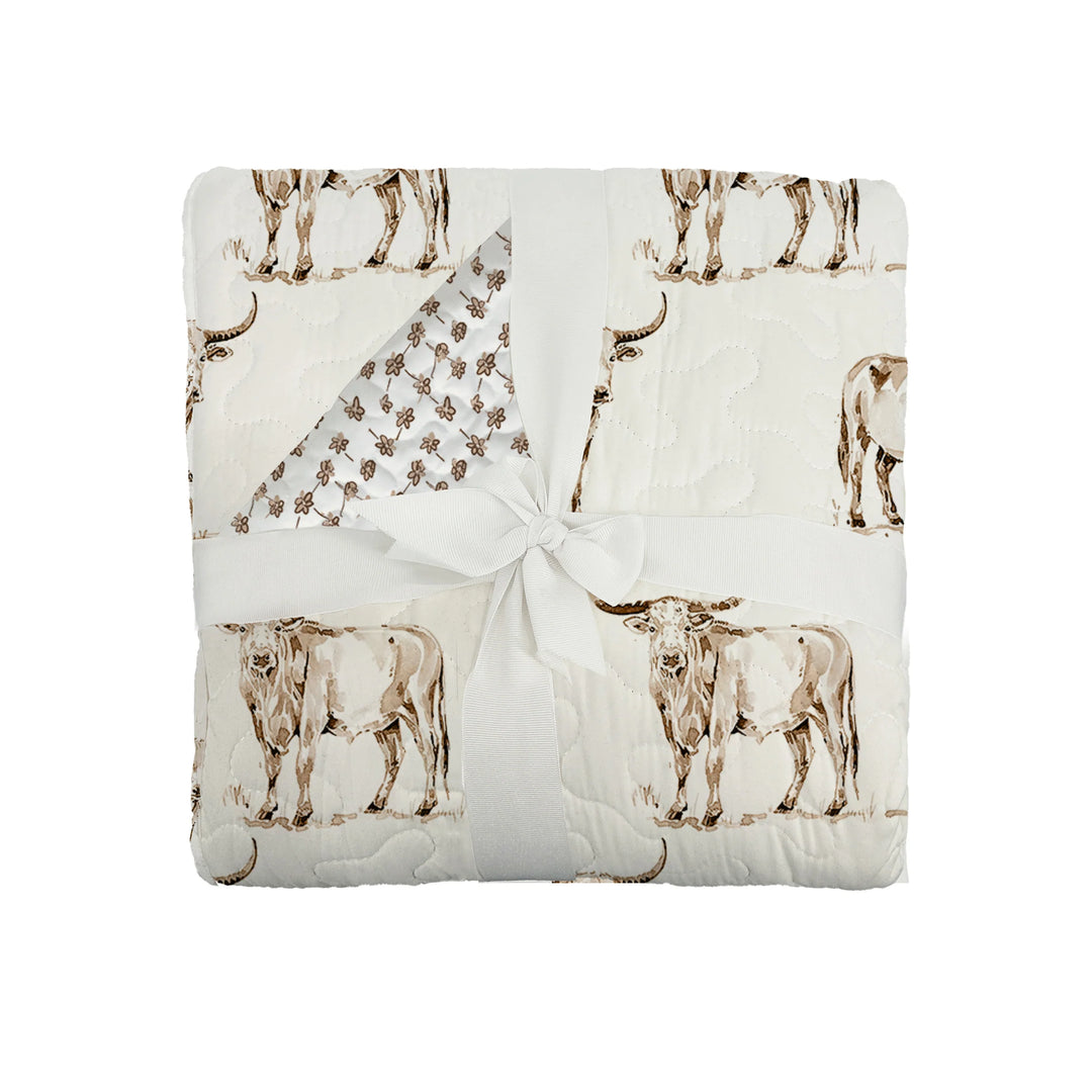 Ida Mae Home Longhorn Icon Brown Baby Blanket