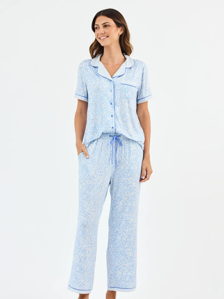 MS Charlotte Meadow Line Blue Stripe Pajama Set