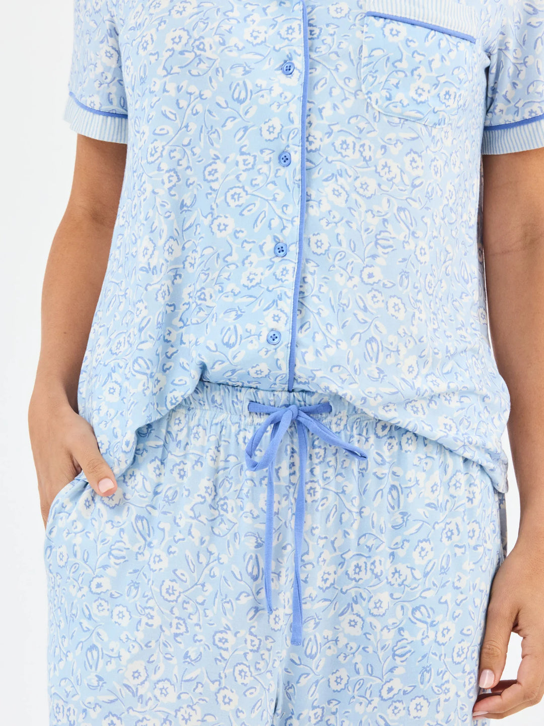MS Charlotte Meadow Line Blue Stripe Pajama Set