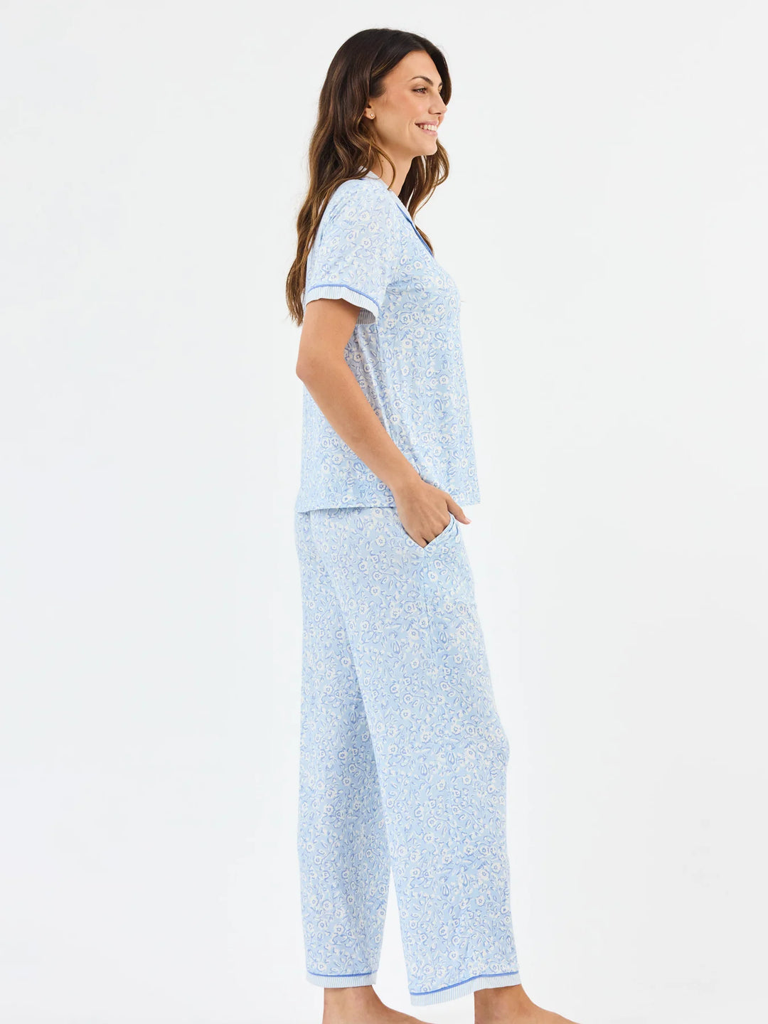 MS Charlotte Meadow Line Blue Stripe Pajama Set