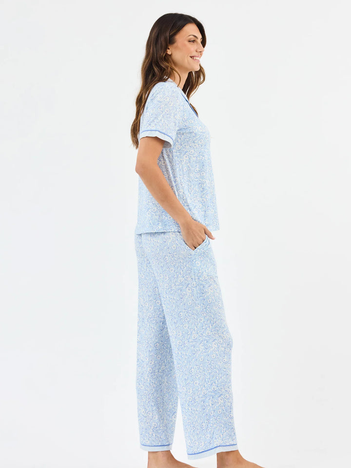 MS Charlotte Meadow Line Blue Stripe Pajama Set