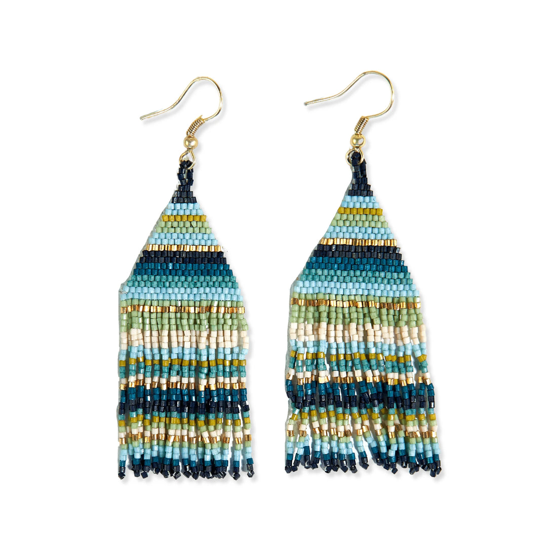 Lexie Horizontal Stripe Beaded Fringe Earrings