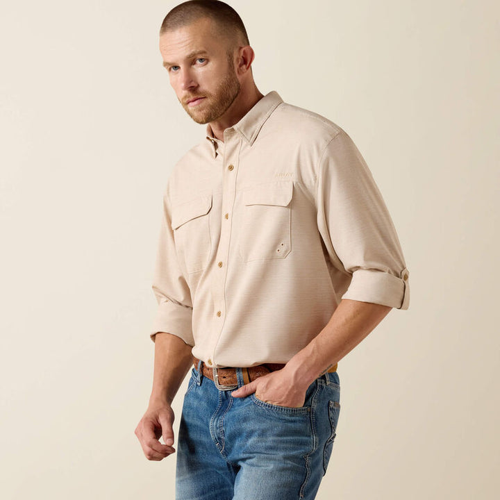 Ariat Men's VentTEK Outbound Classic Fit LS Shirt - Tan Heather