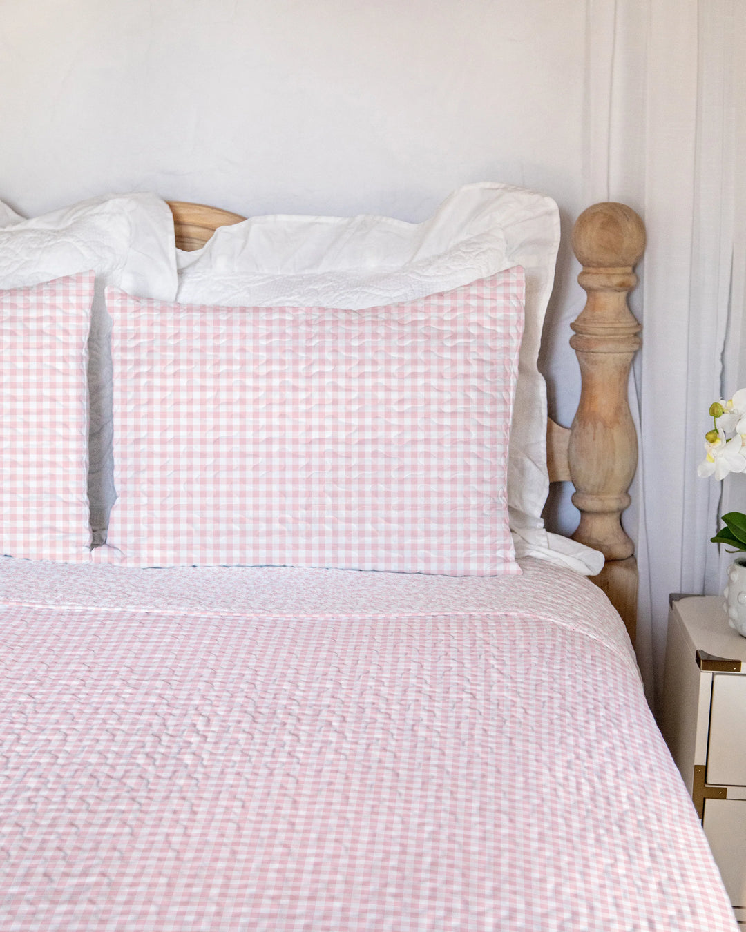 Ida Mae Home Anthia Gingham Light Pink Quilt