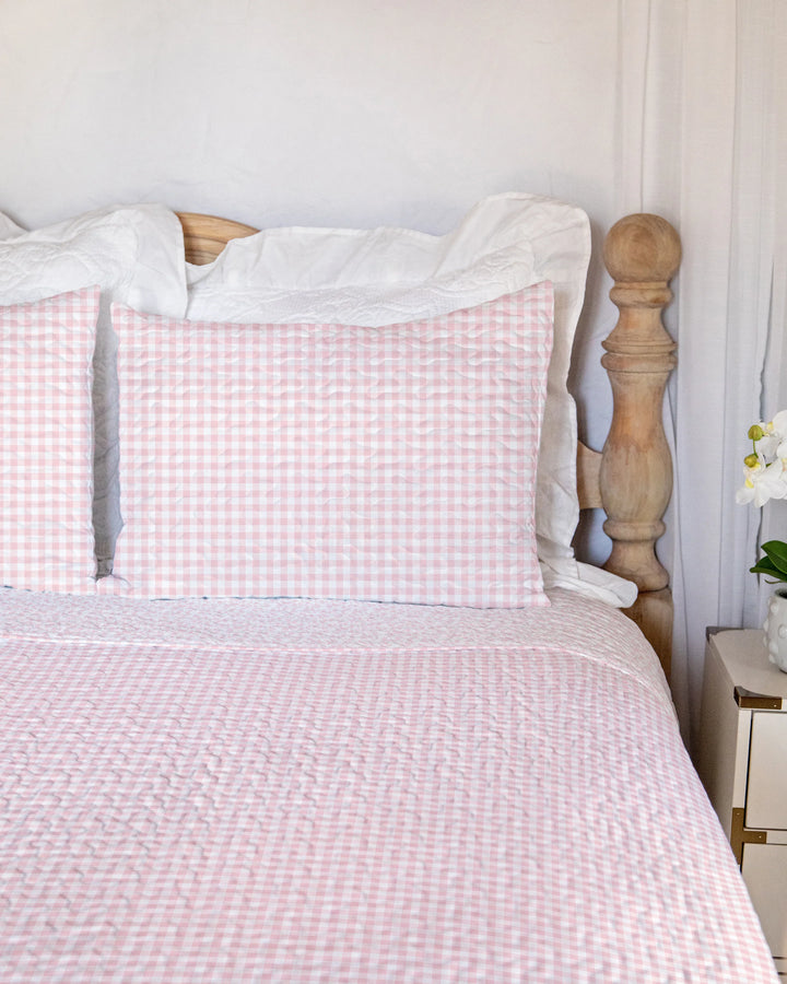 Ida Mae Home Anthia Gingham Light Pink Quilt