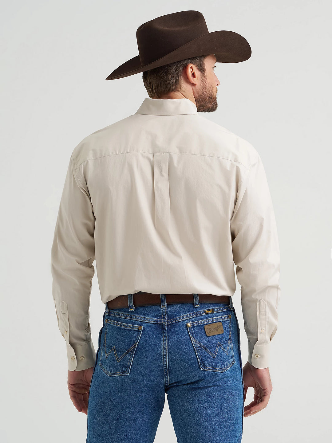 Wrangler Men's George Strait LS One Pocket Shirt - Pale Stone