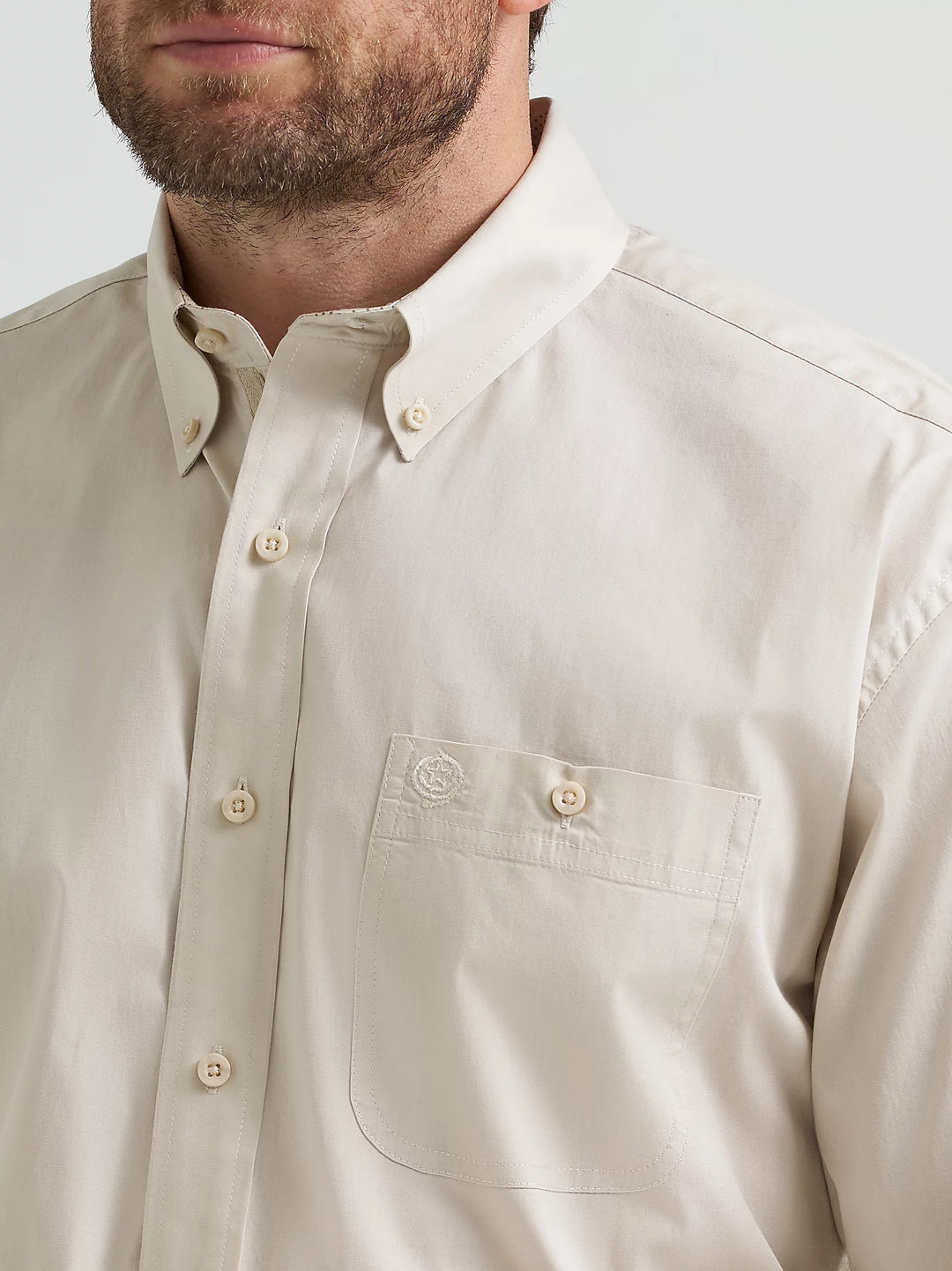 Wrangler Men's George Strait LS One Pocket Shirt - Pale Stone