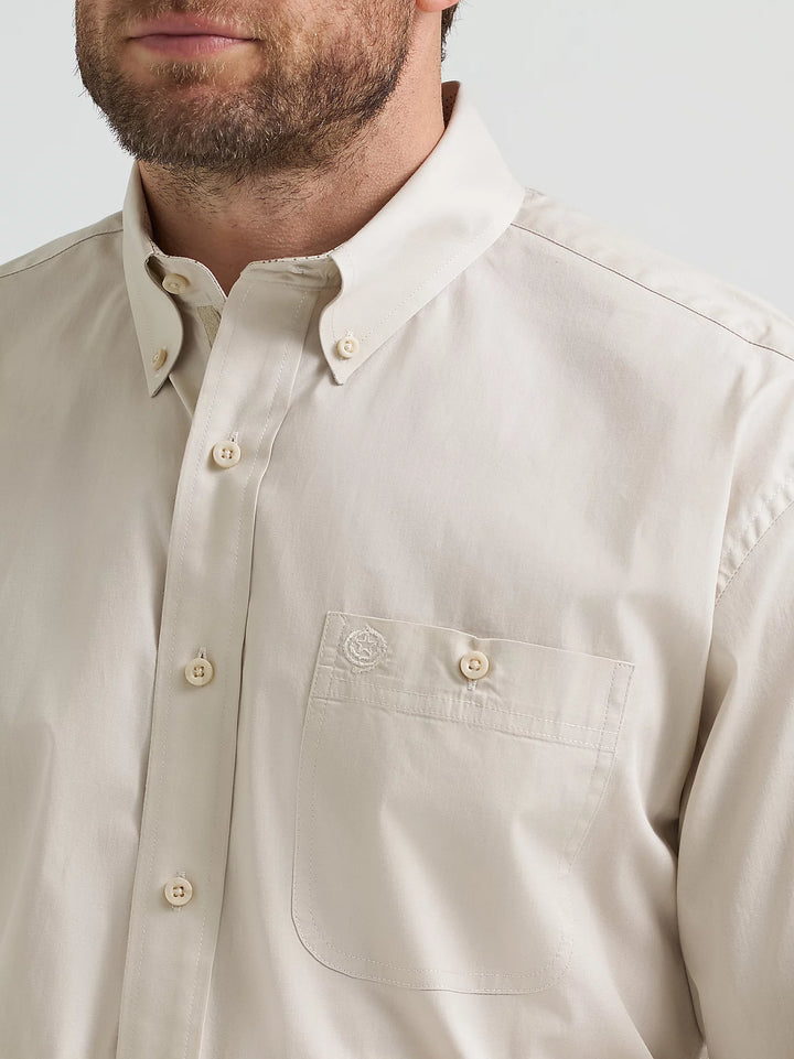 Wrangler Men's George Strait LS One Pocket Shirt - Pale Stone