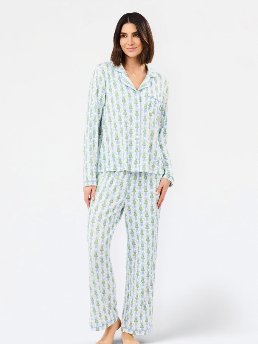 MS Charlotte Winter Pines Blue Pajama Set