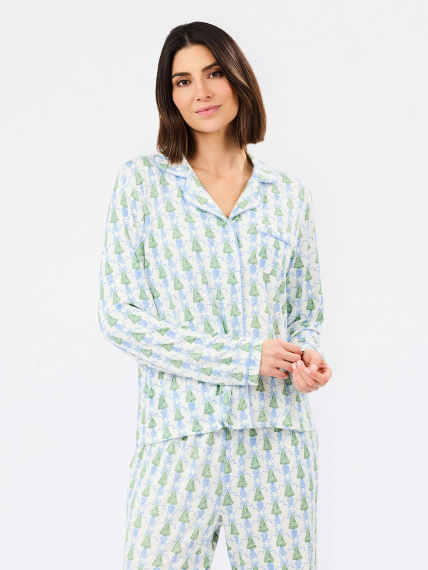MS Charlotte Winter Pines Blue Pajama Set
