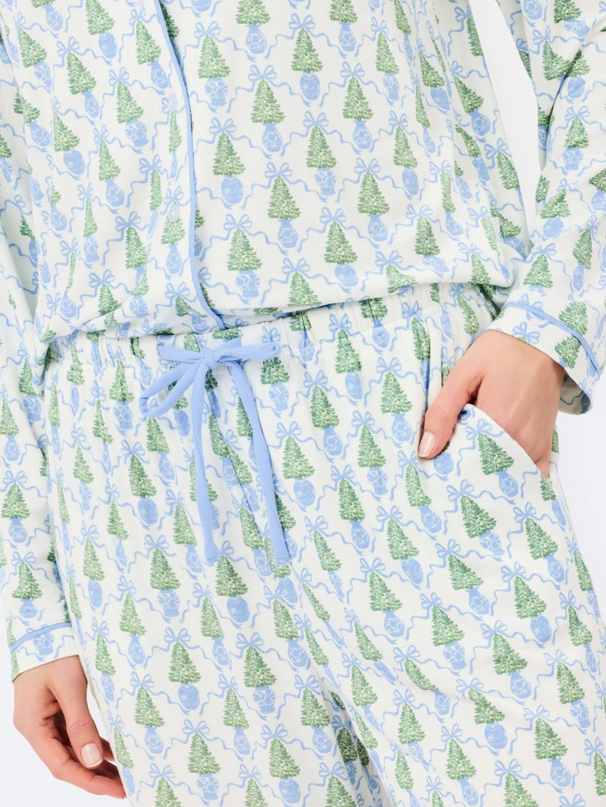 MS Charlotte Winter Pines Blue Pajama Set