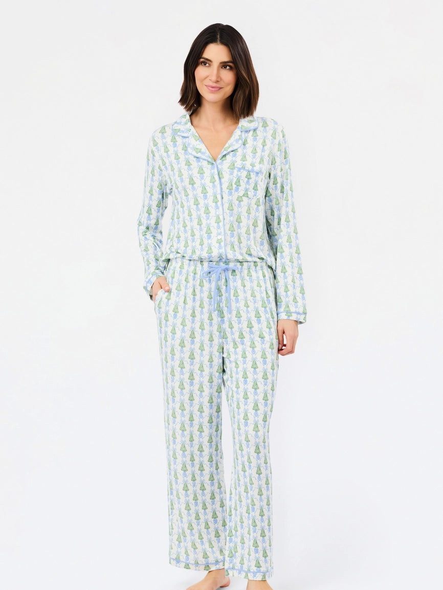 MS Charlotte Winter Pines Blue Pajama Set