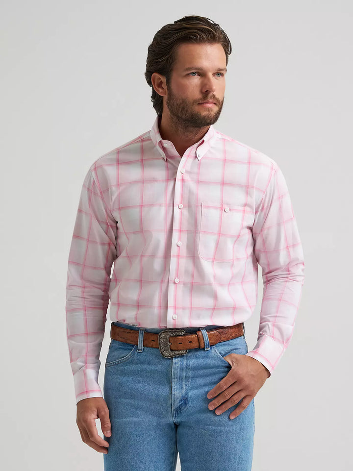 Wrangler Men's Bucking Cancer Button Down LS Shirt