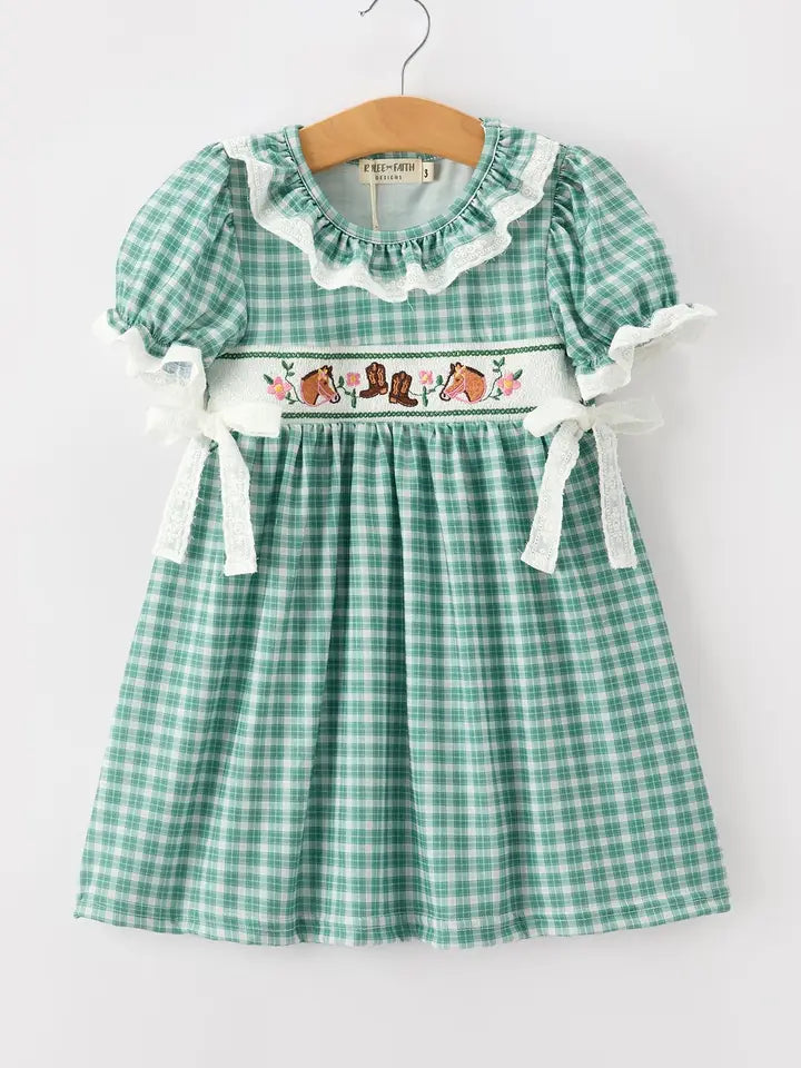 BR Rylee Faith Western Plaid Horse Dress