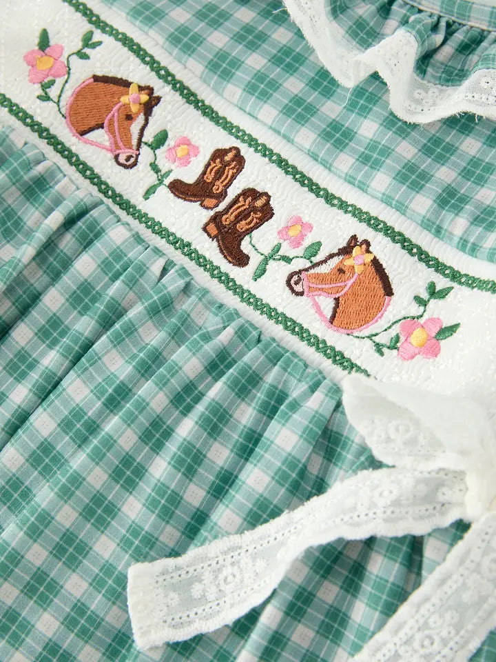 BR Rylee Faith Western Plaid Horse Dress