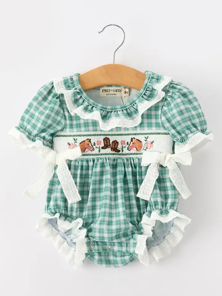 BR Rylee Faith Western Plaid Horse Romper