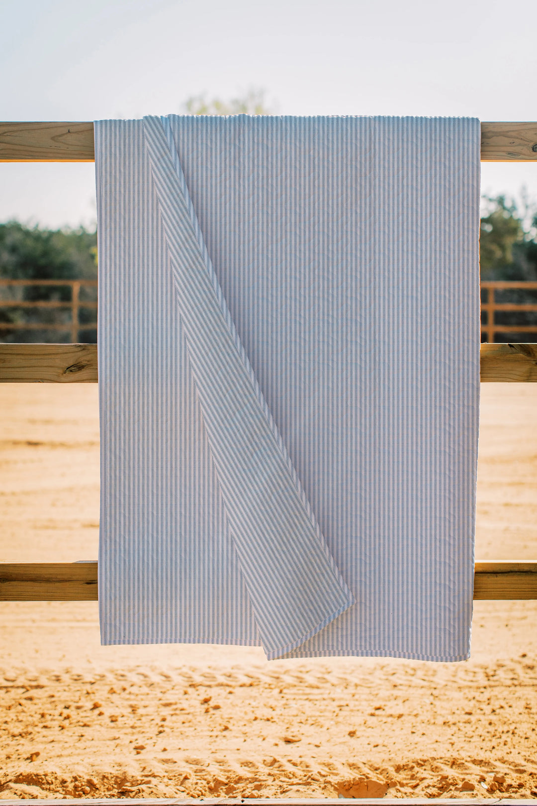 Ida Mae Home Ticking Stripe Light Blue Quilt