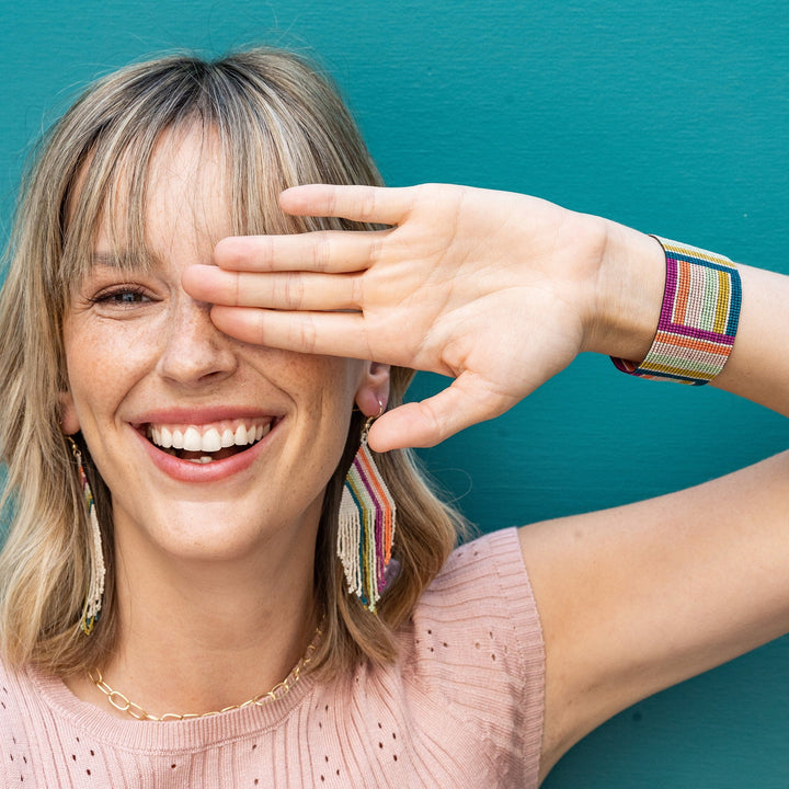 Brooklyn Geo Stripe Beaded Stretch Bracelet